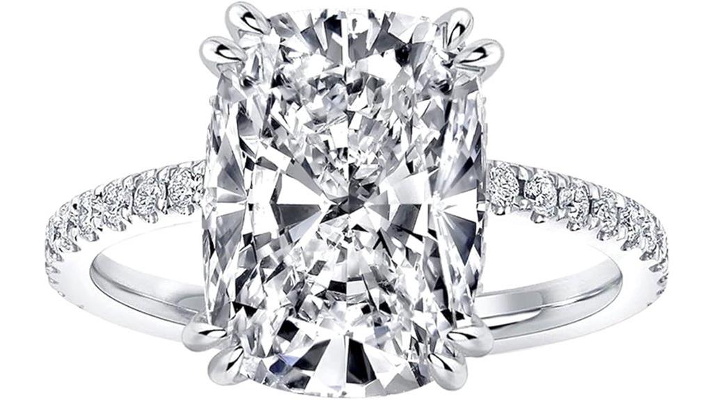 elongated cushion silver ring