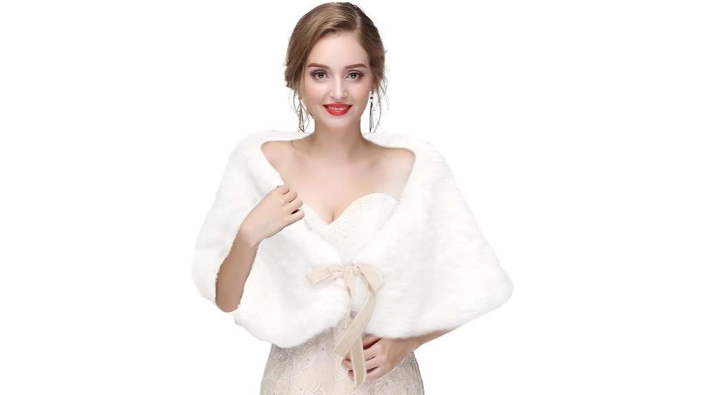 faux rabbit bridal wraps