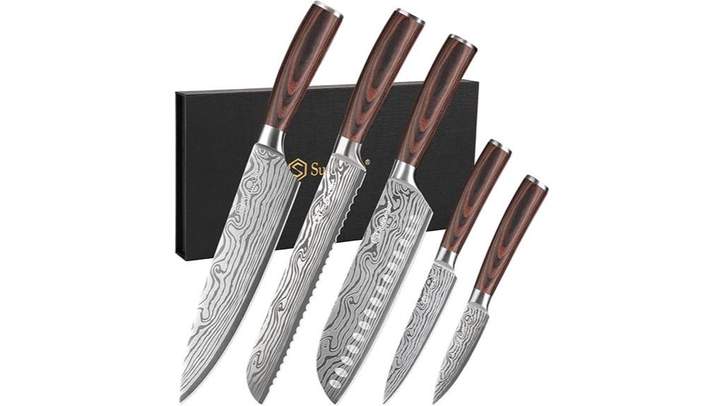five piece wooden knife set