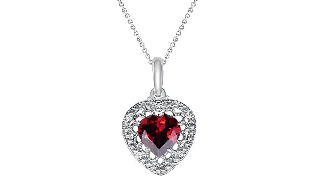 heart shaped garnet pendant