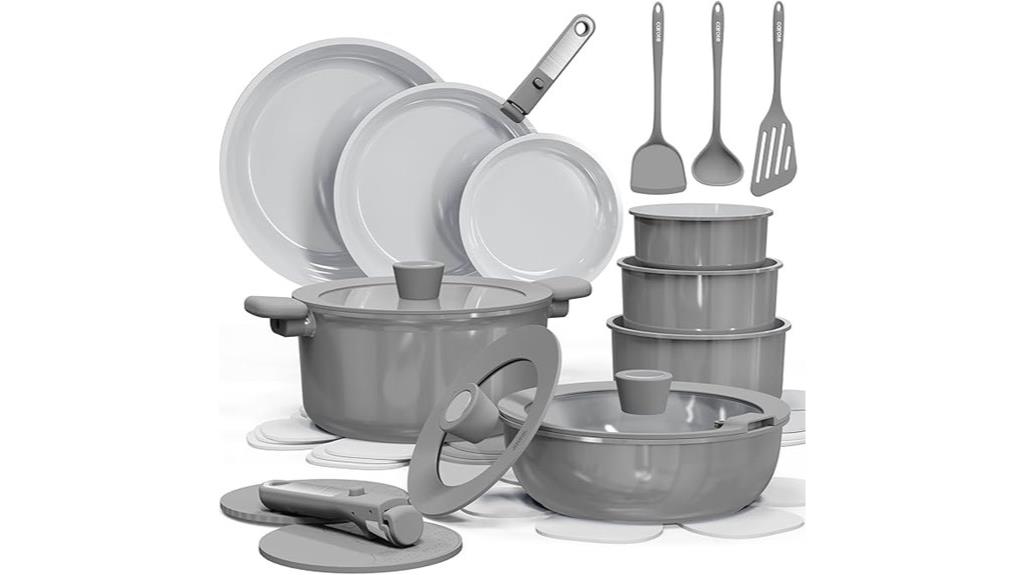 twenty five piece ceramic cookware