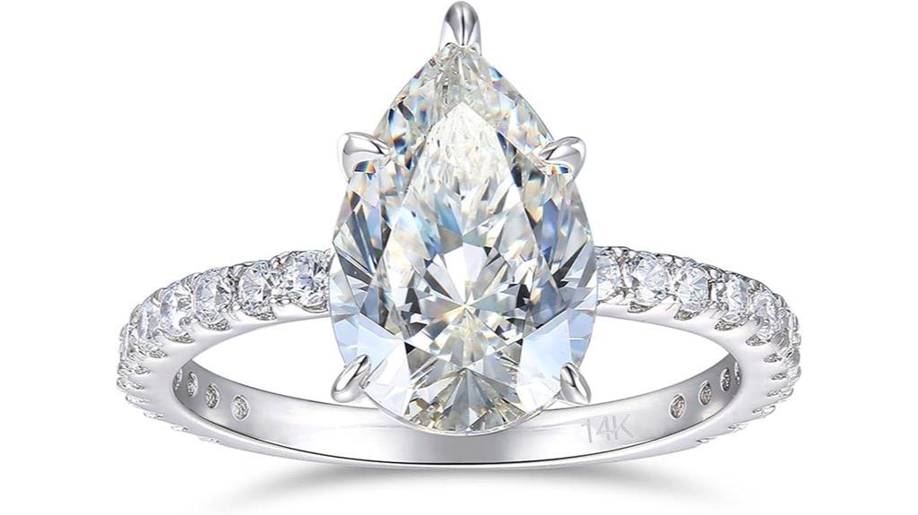 white gold pear moissanite