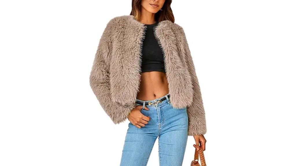 winter faux fur cropped coat