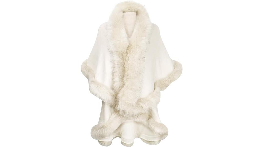women s knit faux fur poncho