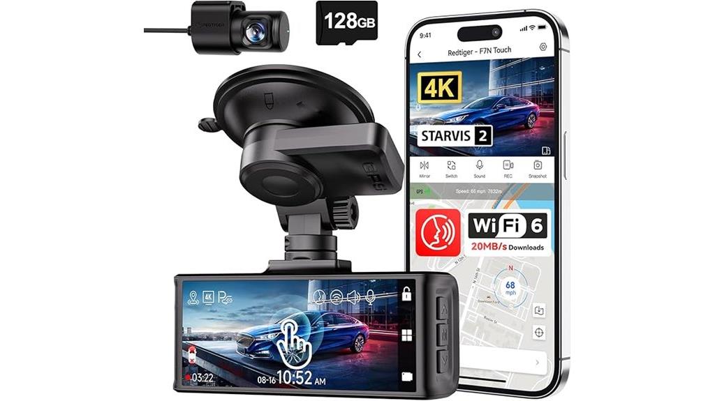 4k dash cam with dual cameras