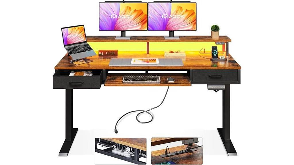 adjustable desk with storage