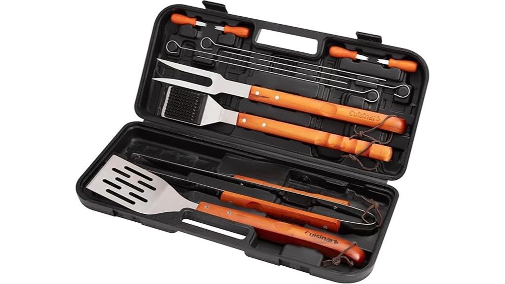 elegant 13 piece wooden grill tools