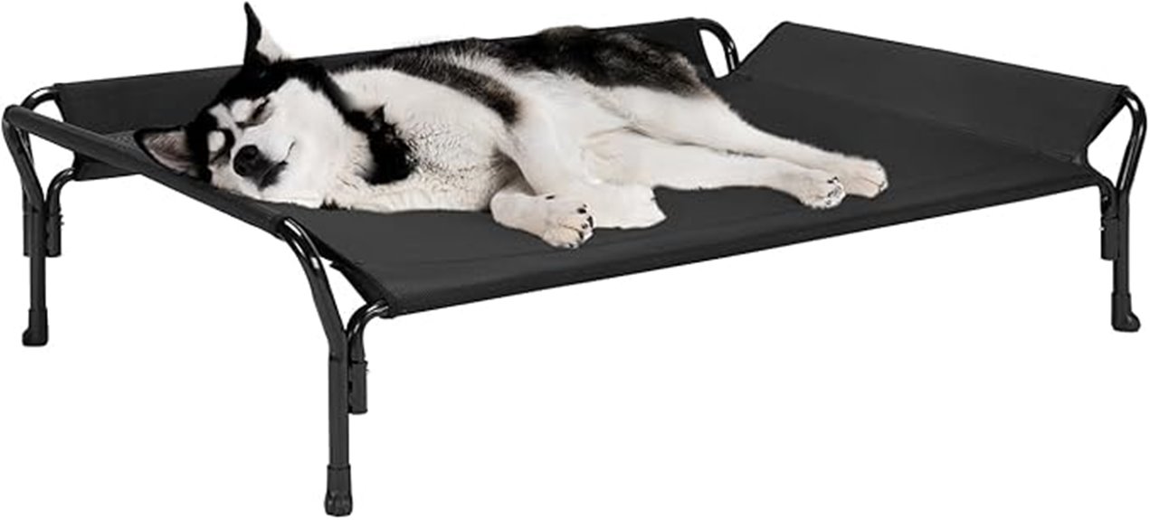 elevated dog bed with guardrail