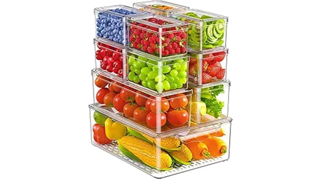 eleven refrigerator storage bins