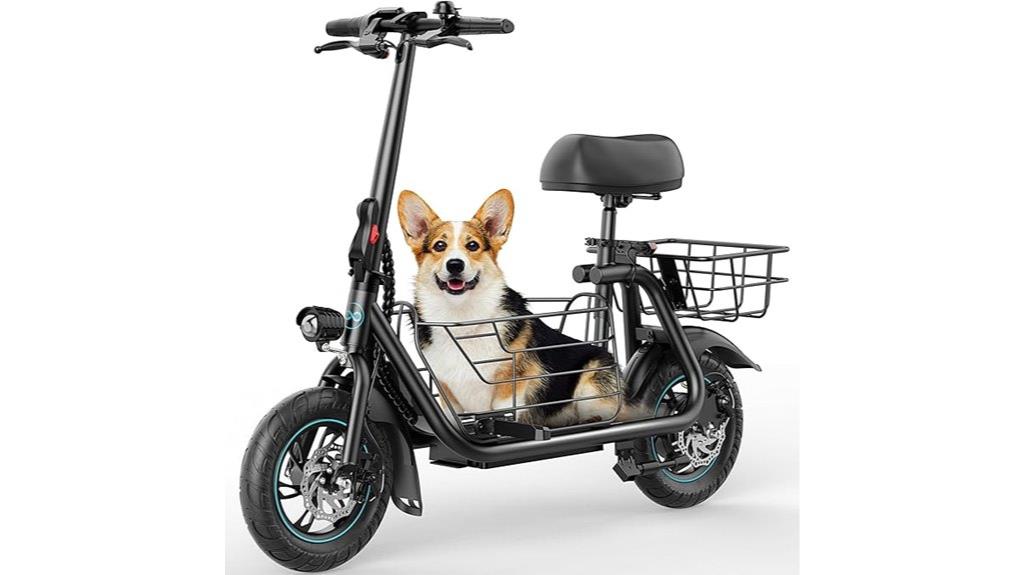 foldable electric scooter with basket