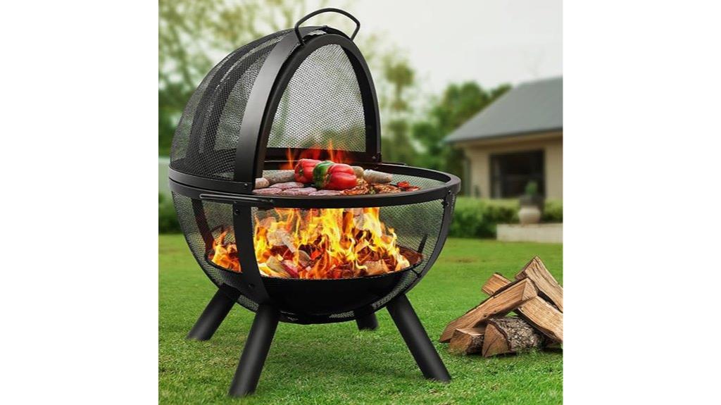 large round black fire pit