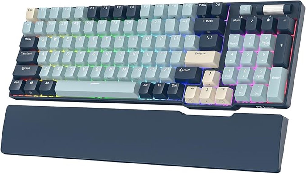 rgb mechanical keyboard with wrist rest