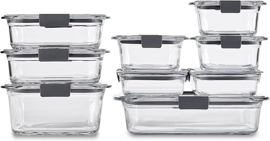 set of nine glass containers