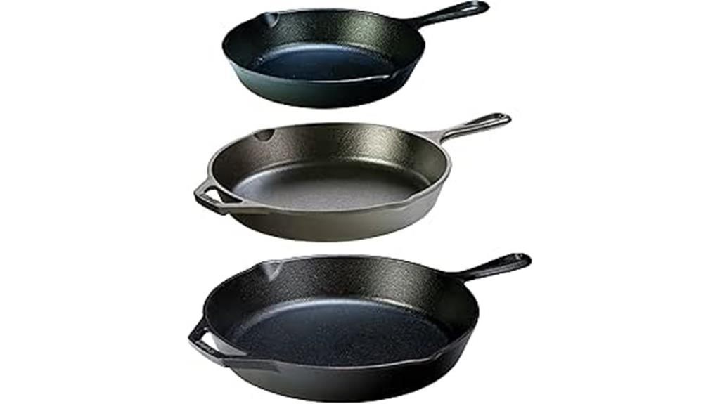 three pan cast iron set