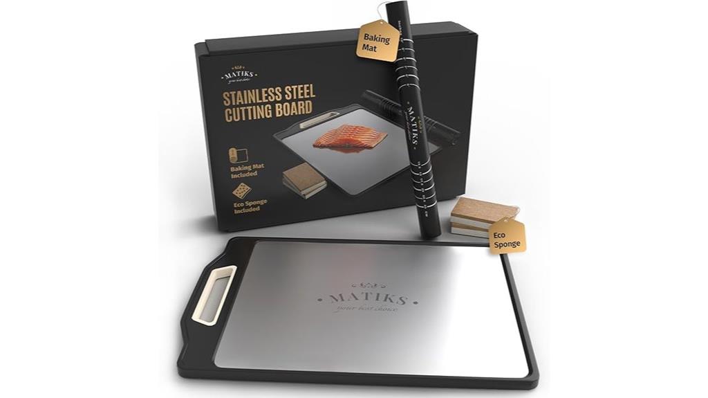 triple sided stainless cutting board