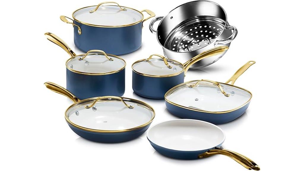 twelve piece ceramic cookware