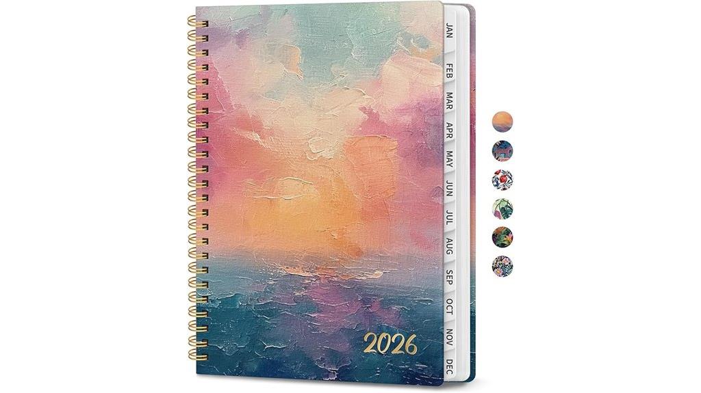 sunset themed planner with calendar