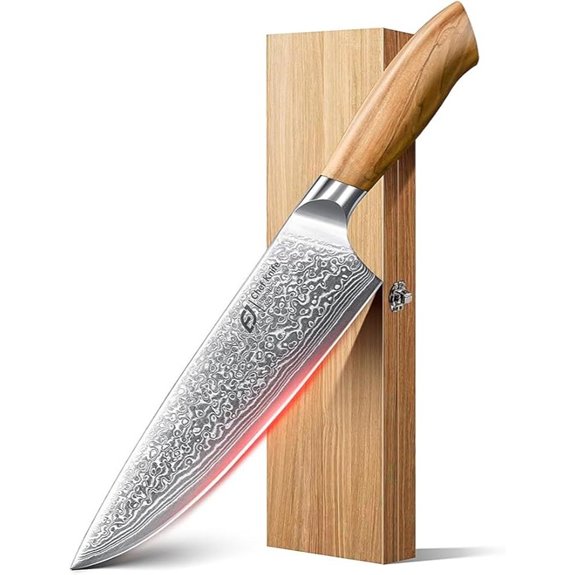 damascus olive wood knife