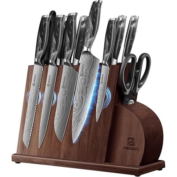 14-Piece Magnetic Knife Set with Damascus Pattern