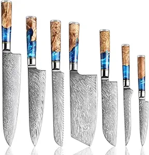 SENKEN 7-Piece Damascus Knife Set with VG10 Steel