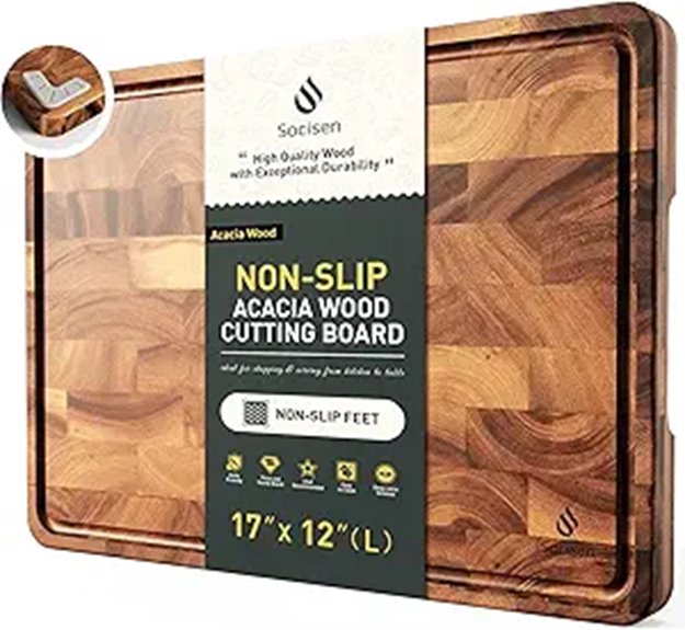 Heavy Duty Acacia Wood Cutting Board with Juice Groove