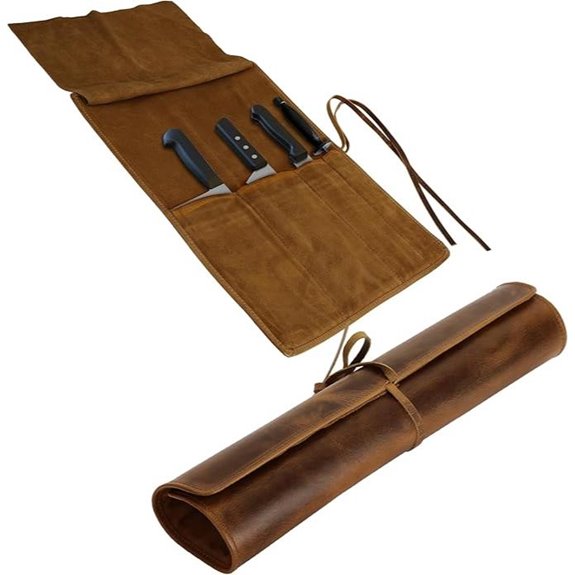 ELIZO Leather Chef Knife Roll with 4 Slots