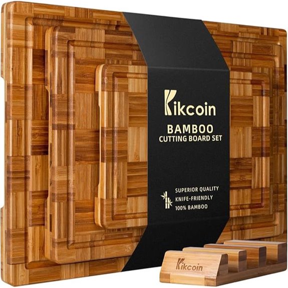 Kikcoin Bamboo Cutting Boards Set of 3