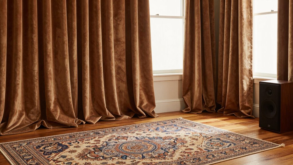rugs and curtains absorb sound