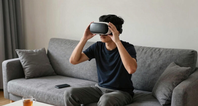 Photos of virtual reality sessions offering psychological support in Gaza